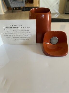 Vintage Levenger Magnetic Paperclip Holder & Pen Holder Cup